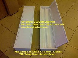Kap Lampu TL LED 1 x 18W TKI Tutup Cover Akrilik Susu